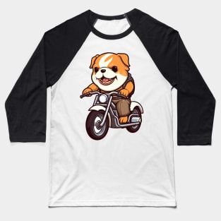 Bulldog riding a Bike Baseball T-Shirt